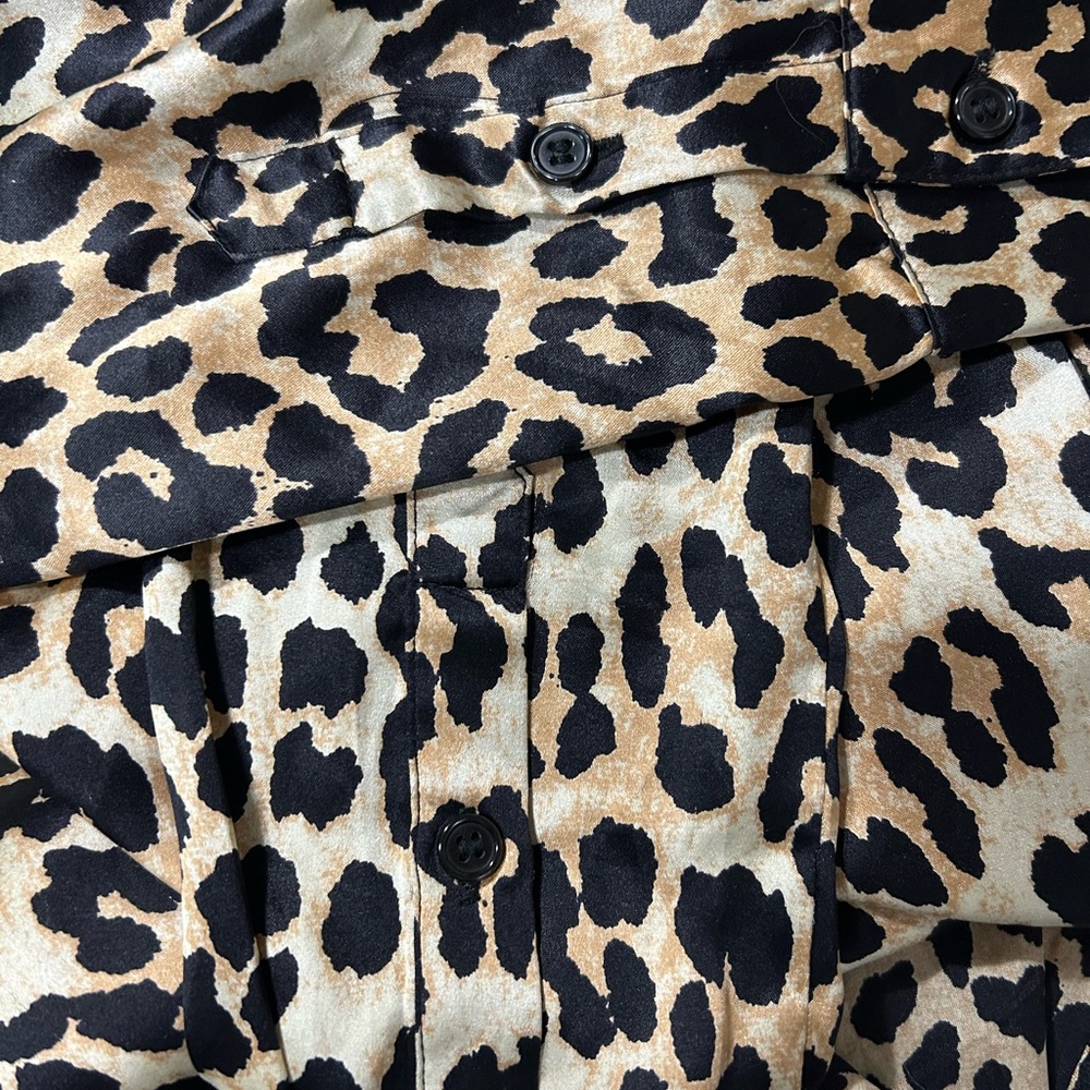 Ganni Silk Wrap Dress Leopard Print Long Sleeve Mob Wife Luxury Sz 38 = US 6 - Picture 4 of 14